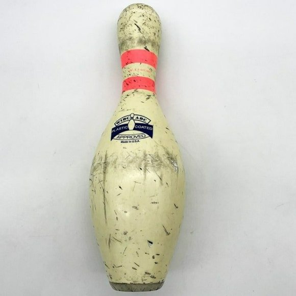 Vtg AMF Amflite-2 Pink Two Stripe WIBC-ABC Approved Surlyn Coated Bowling Pin - Picture 2 of 5